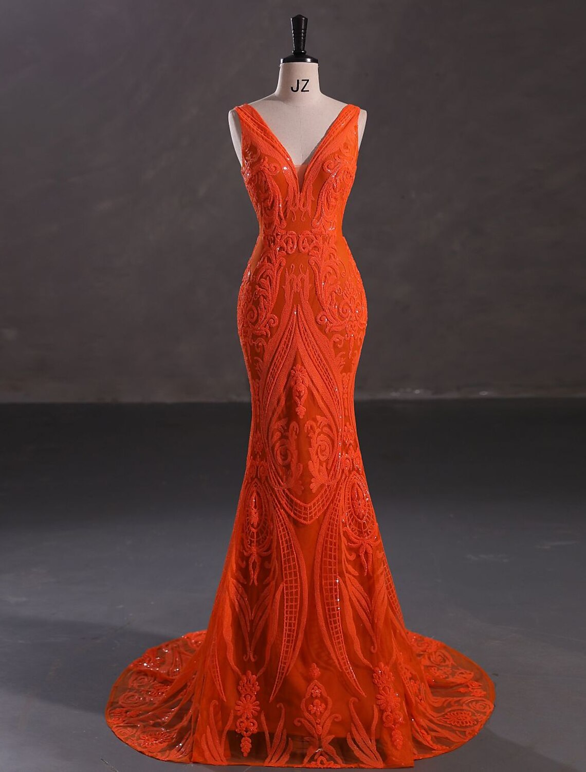 Mermaid / Trumpet Evening Gown Elegant Dress Engagement Court Train Sleeveless V Neck Sequined with Sequin